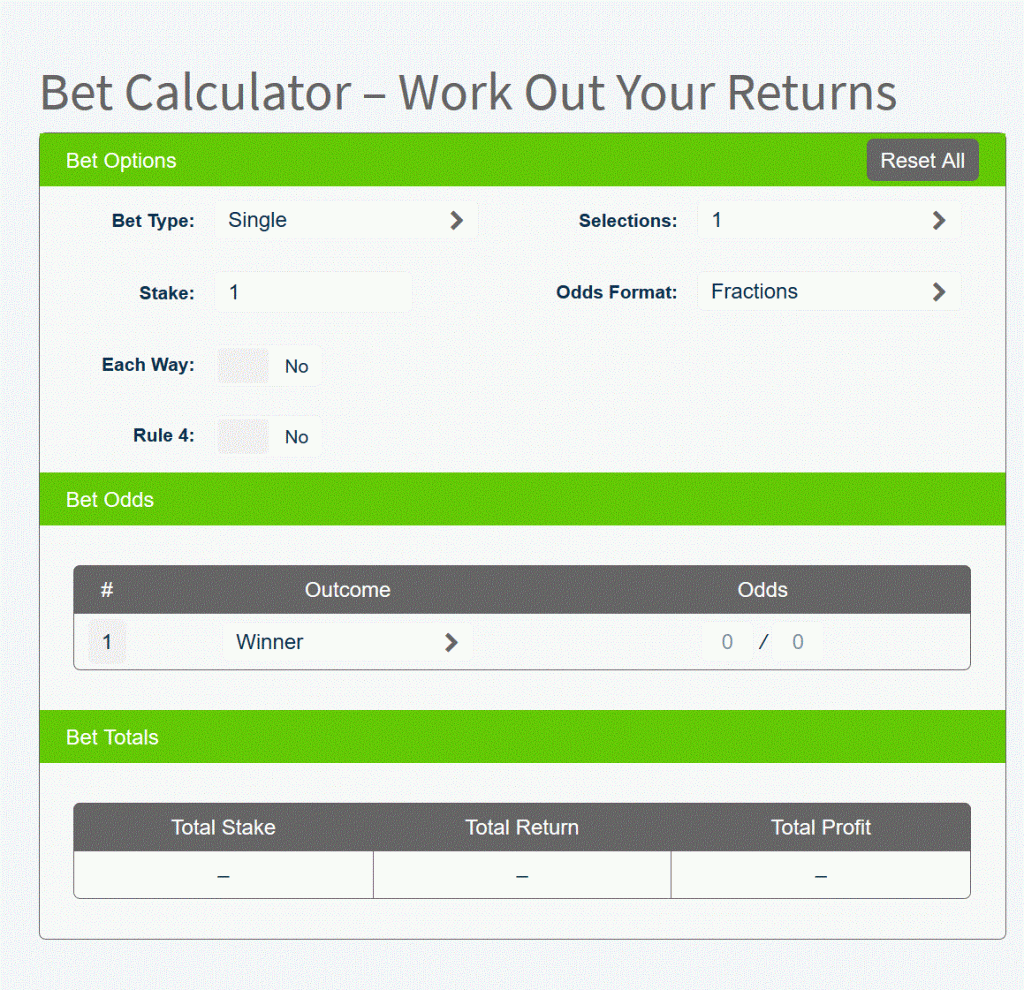 Our new betting calculator